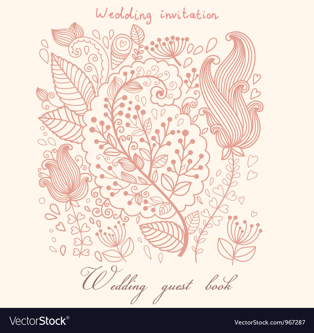 Floral wedding invitation Royalty Free Vector Image