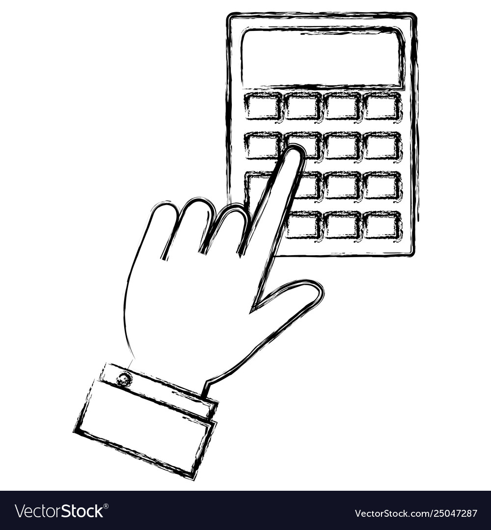 Hand user with calculator device isolated icon vector image Hand user with calculator device isolated icon