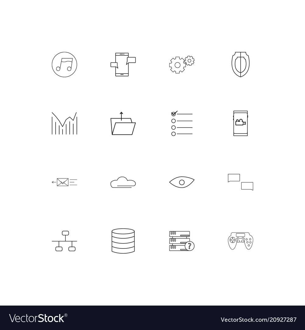 Internet technologies linear thin icons set