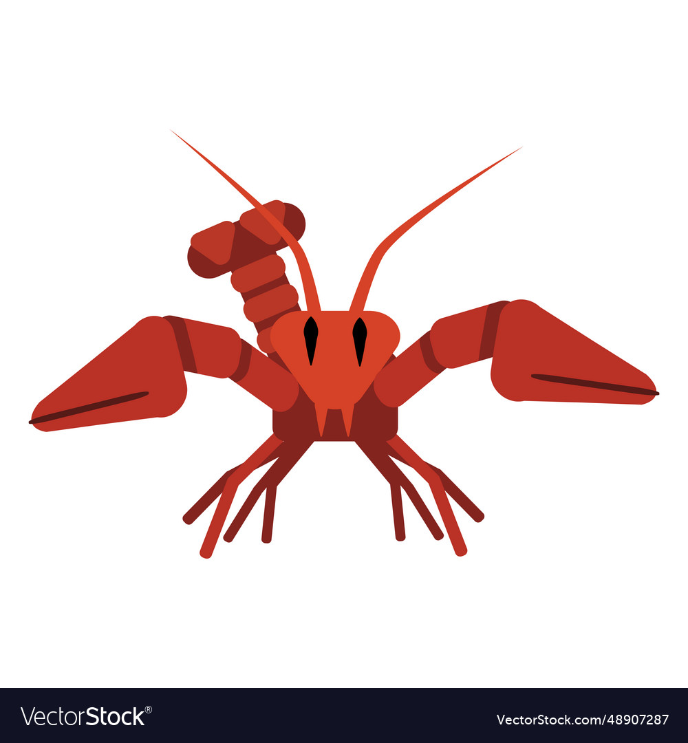 Lobster claw antenna tail rounded flat Royalty Free Vector