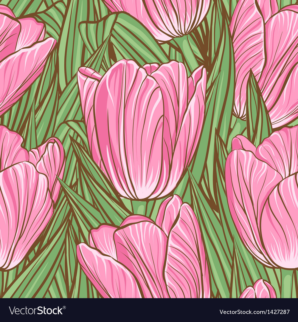 Seamless pattern with tulips