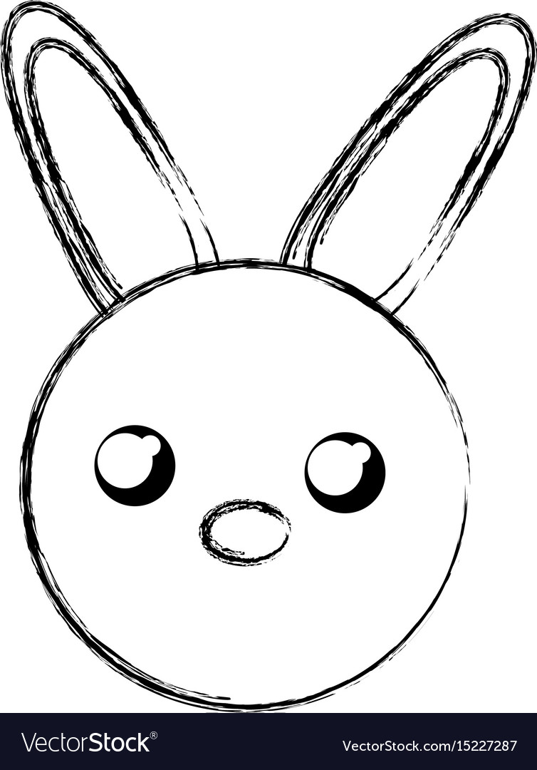 Cute cartoon rabbit looking from hole in ground. Simple black and white bunny  drawing, isolated vector illustration.:: tasmeemME.com