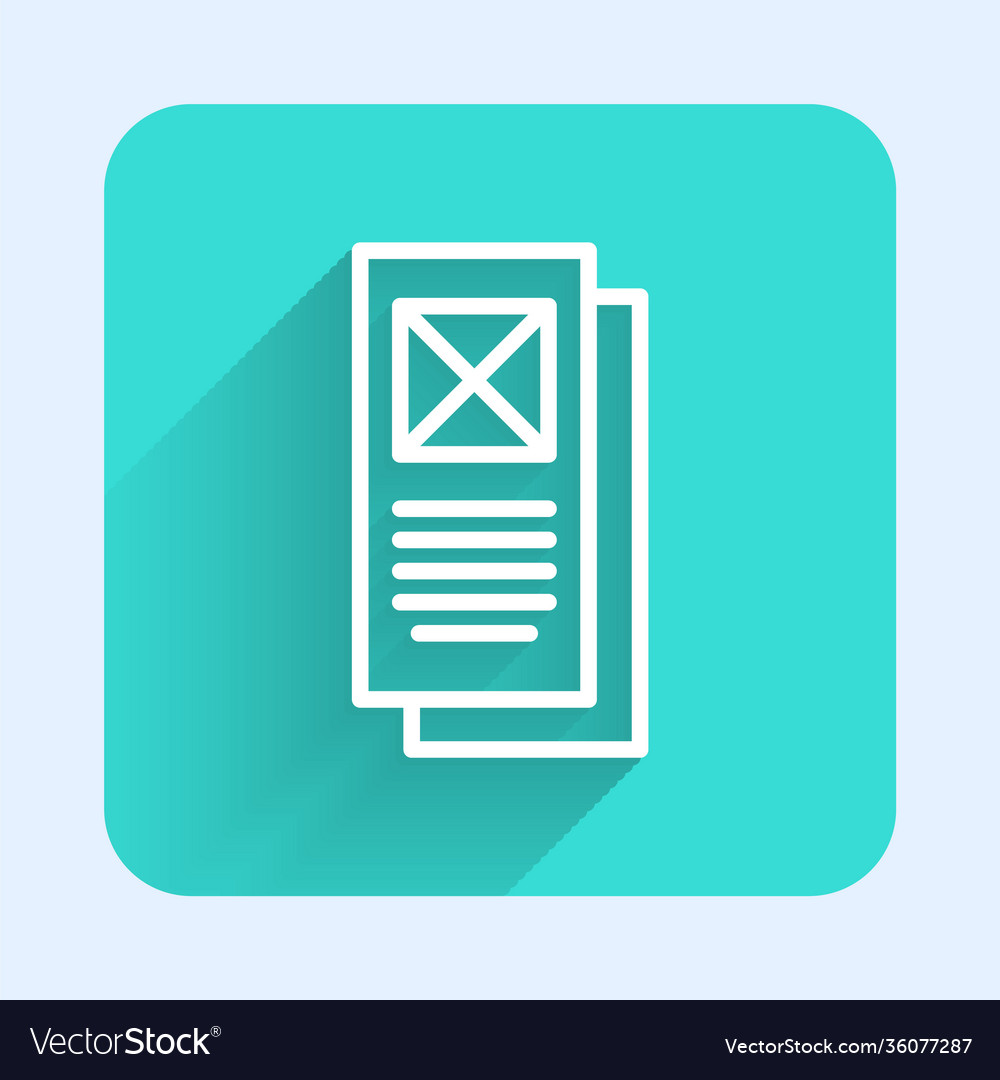 White line browser window icon isolated with long