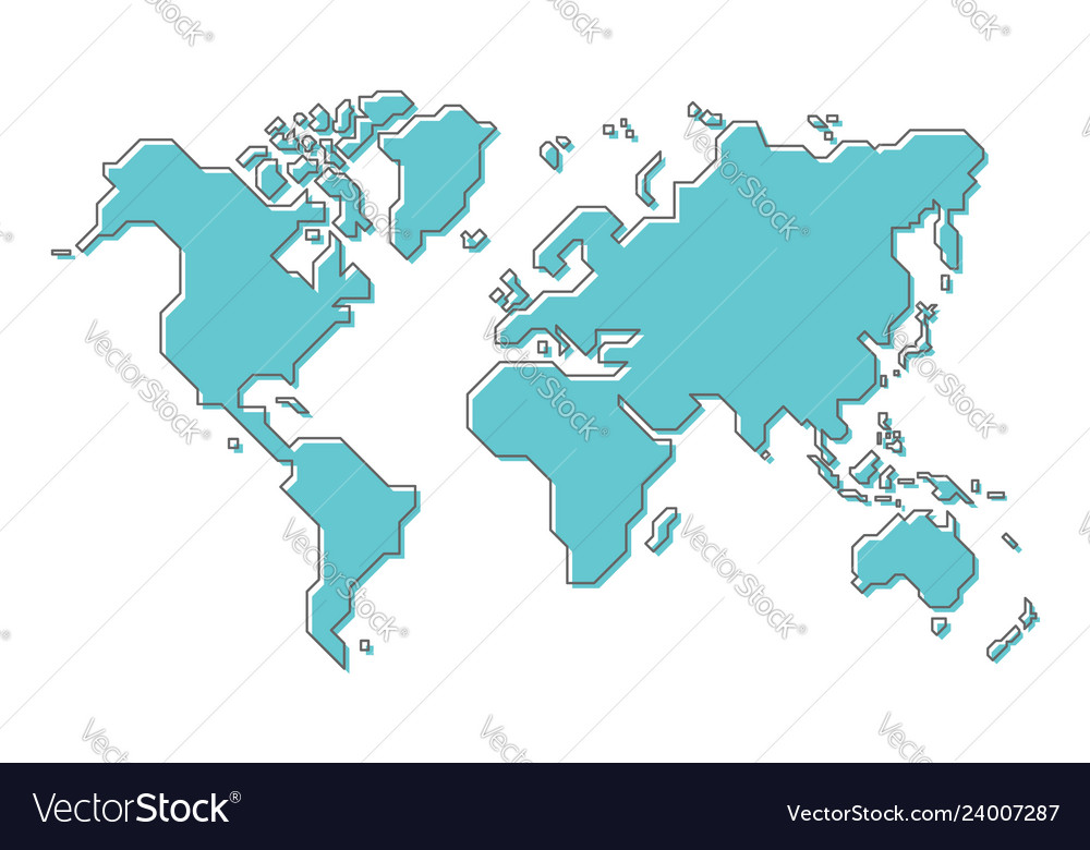 World Map With Simple Modern Cartoon Line Art Vector Image