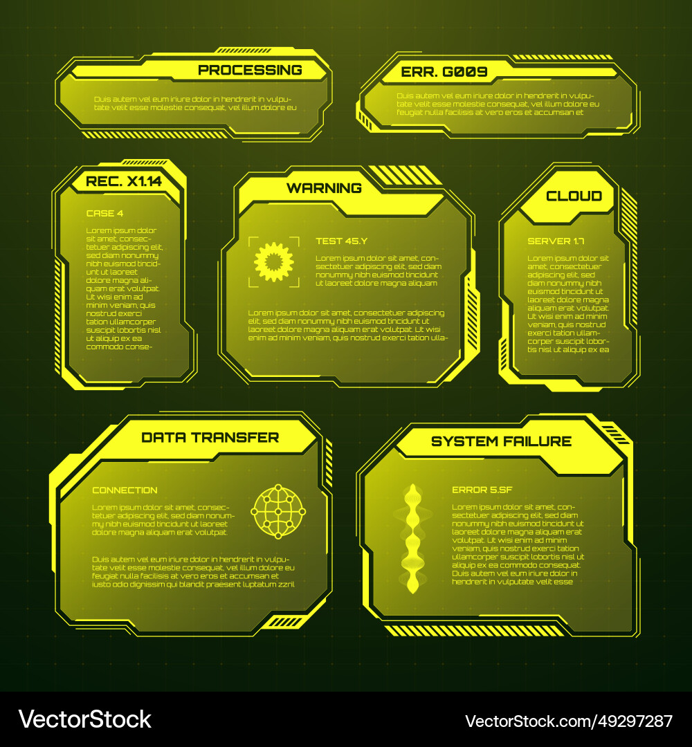 Yellow futuristic hud ui elements sci-fi user Vector Image