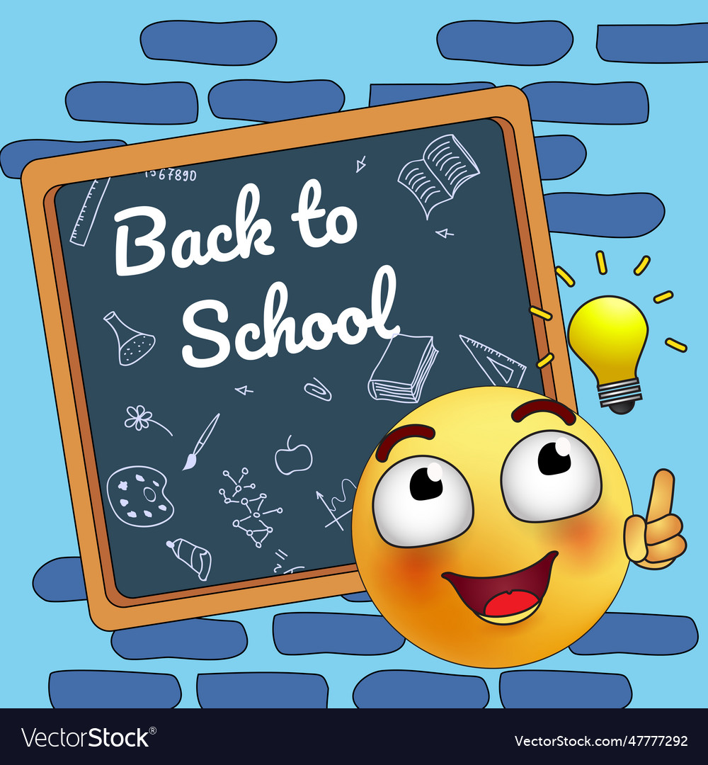 Back to school poster design cartoon smiley vector image Back to school poster design cartoon smiley