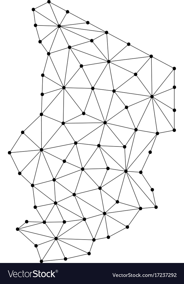 Chad map of polygonal mosaic lines network rays