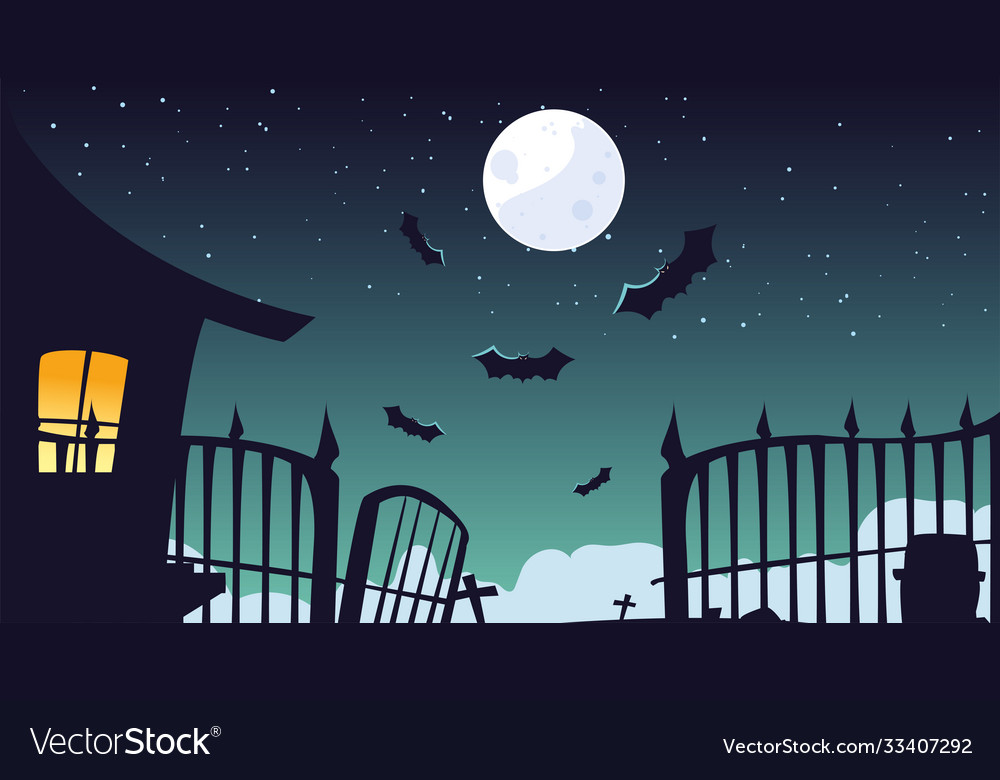 Halloween background with haunted house on spooky Vector Image