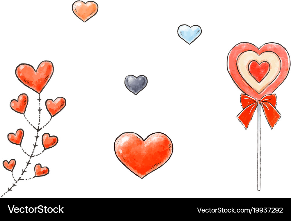 Hand drawn design romantic elements Royalty Free Vector