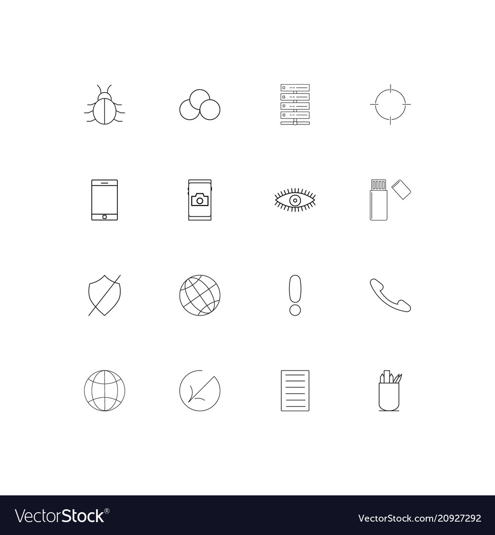 Internet technologies linear thin icons set