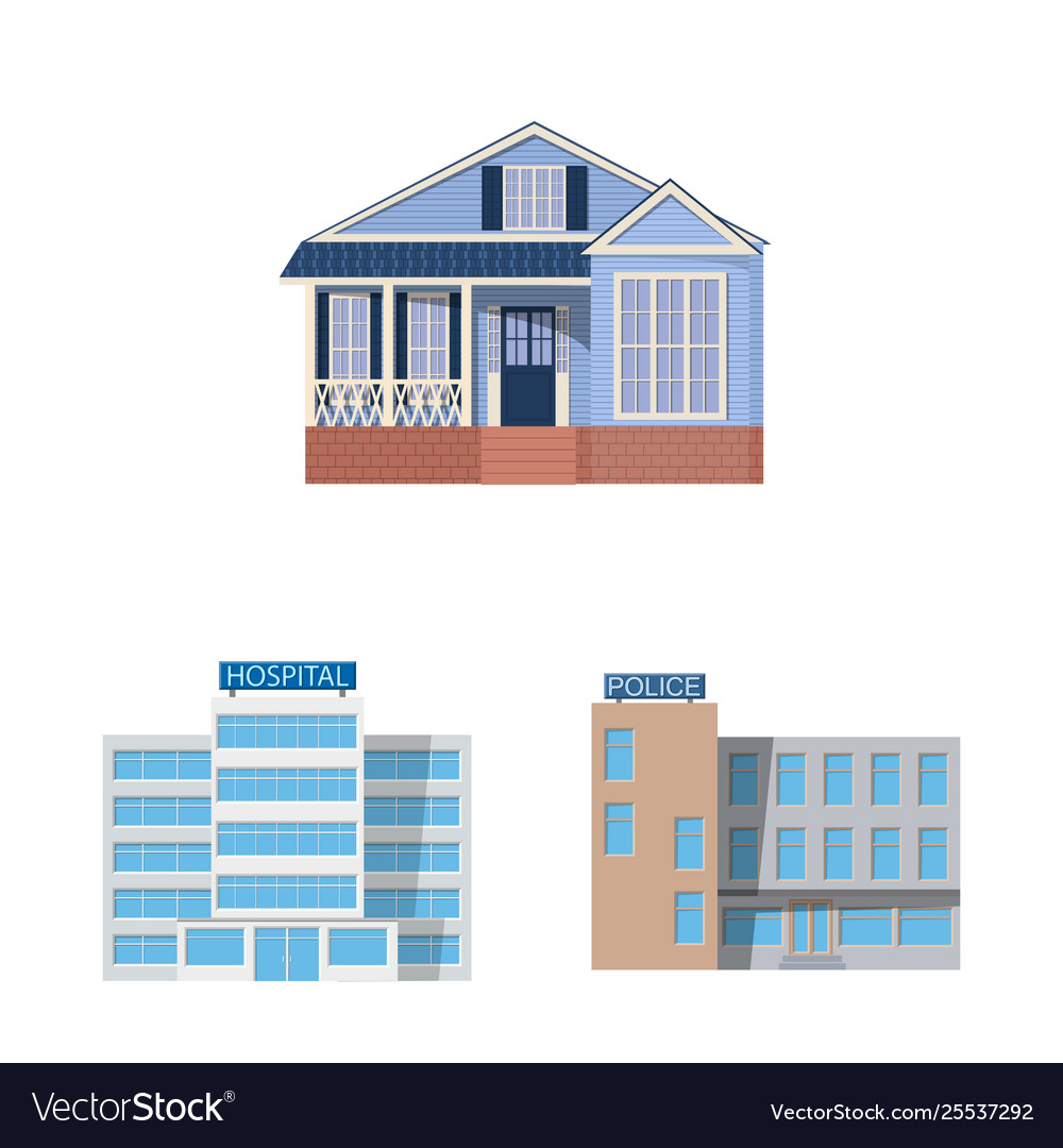 Isolated object building and front icon set Vector Image Isolated object building and front icon set