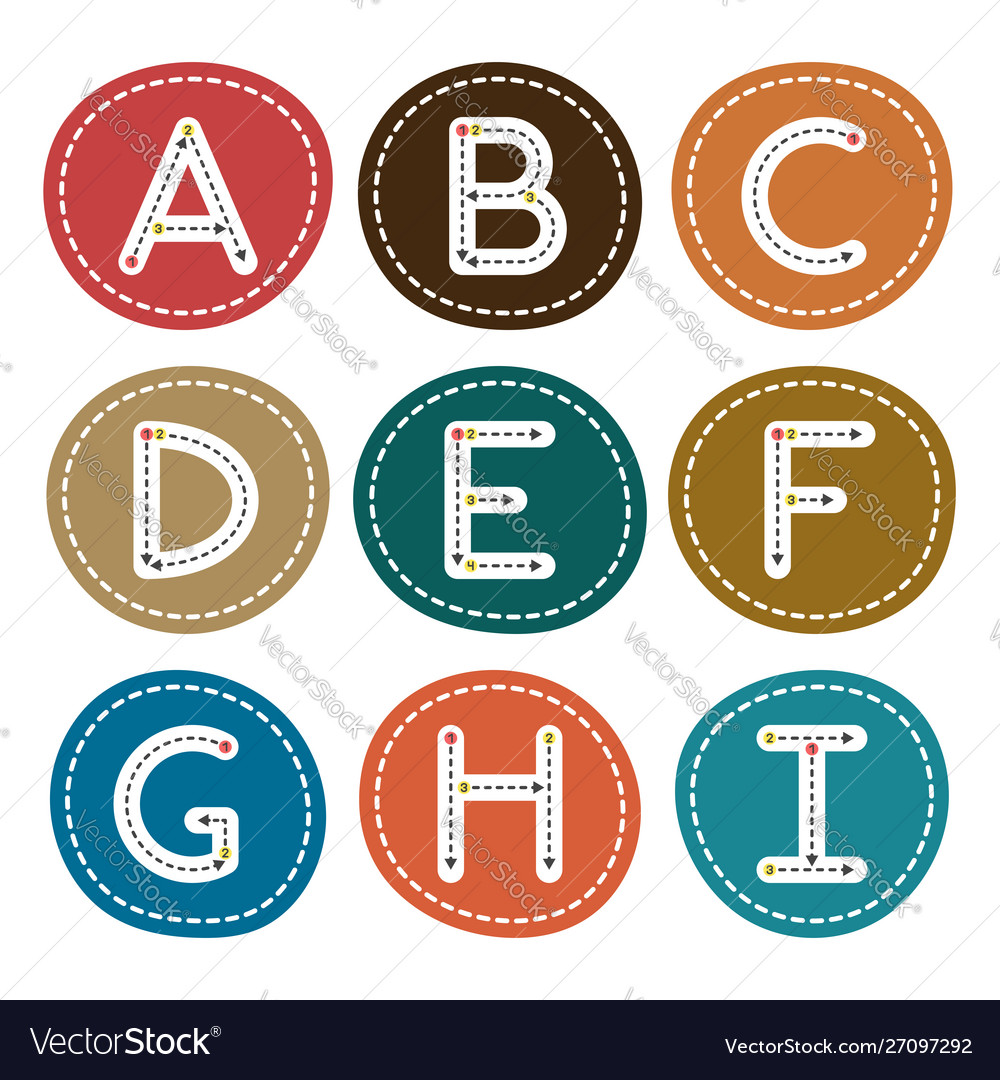 Learn to write letters part 1 vector image Learn to write letters part 1
