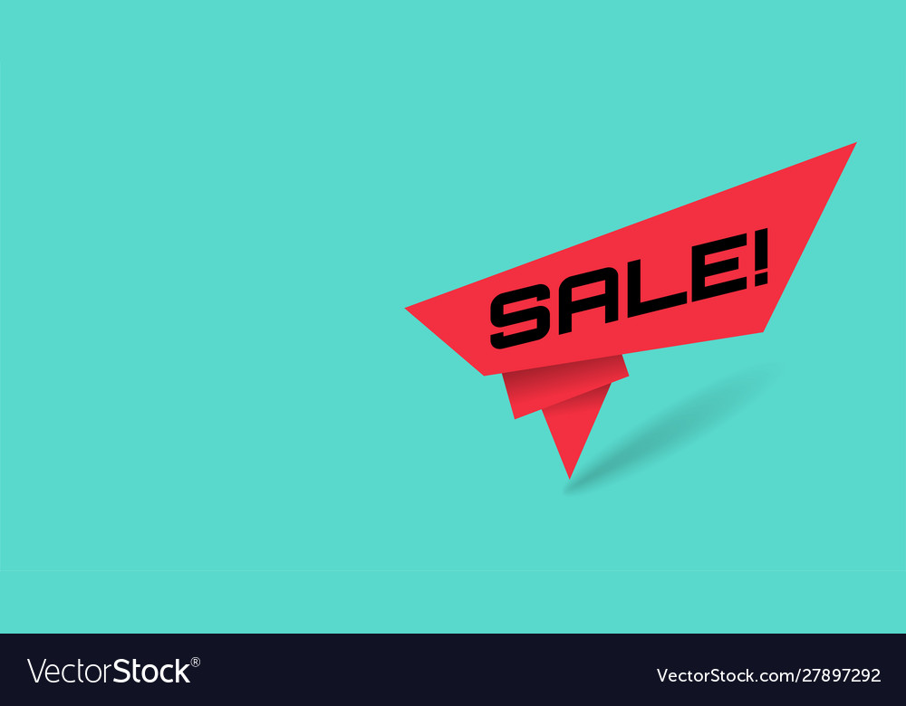 Modern origami sale banner isolated red label