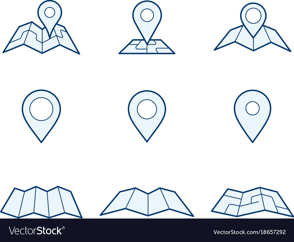 Navigation map and pin icons