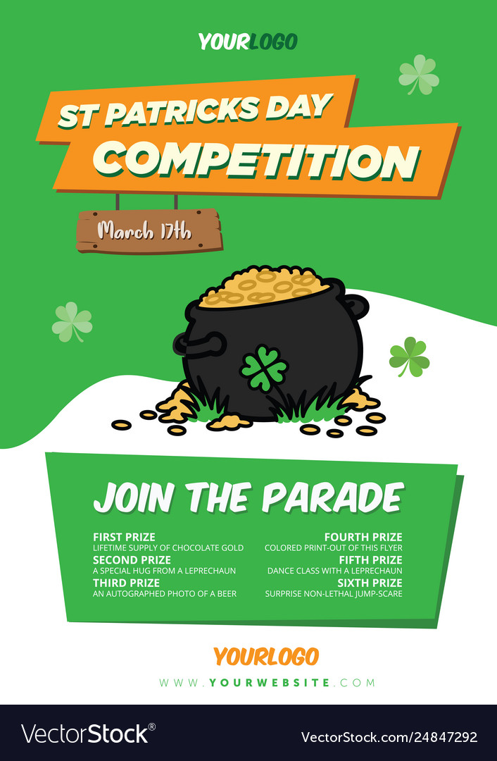Pot gold flyer template Royalty Free Vector Image Pot gold flyer template Royalty Free Vector Image