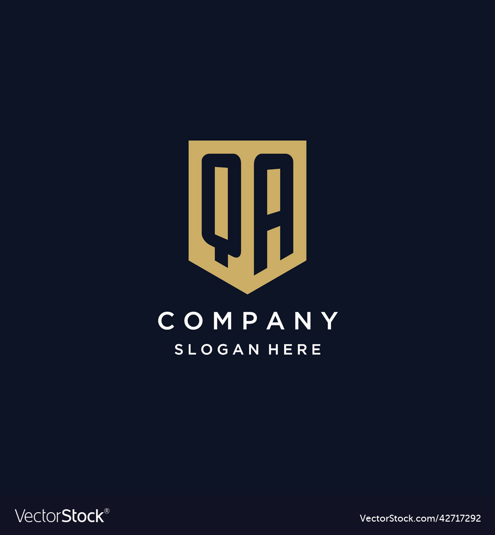 Qa monogram initials logo design with shield icon