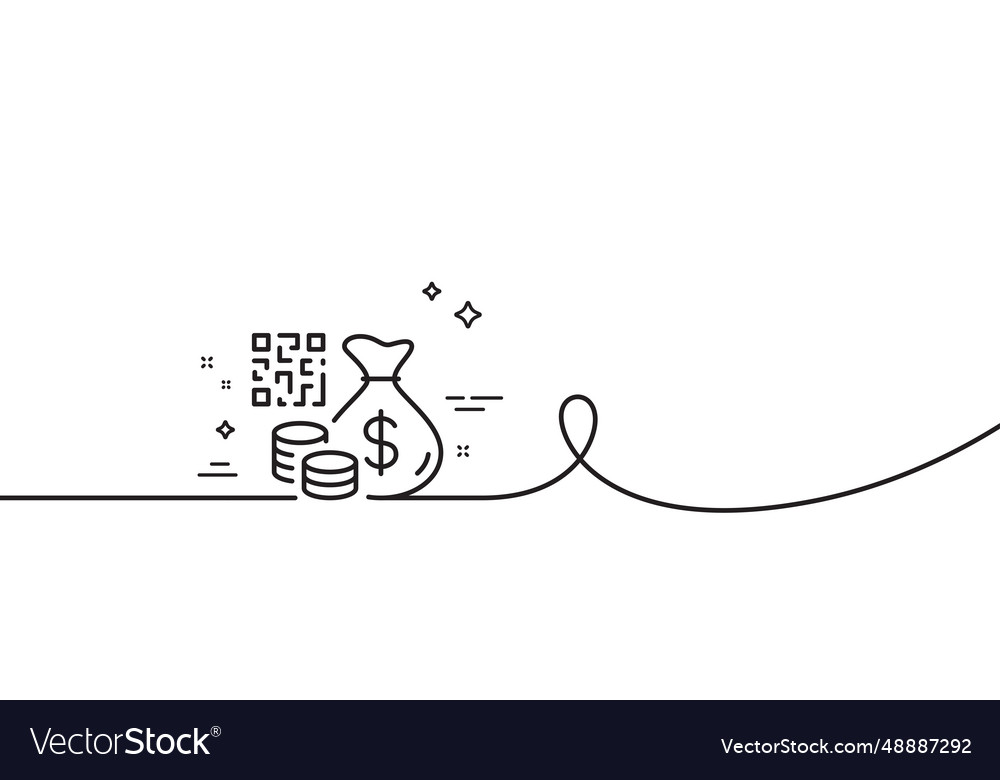 Qr code line icon scan barcode sign continuous vector image Qr code line icon scan barcode sign continuous