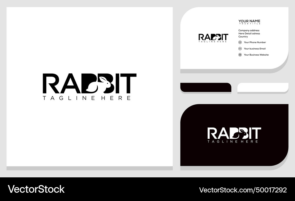 Rabbit logo design and business card Royalty Free Vector