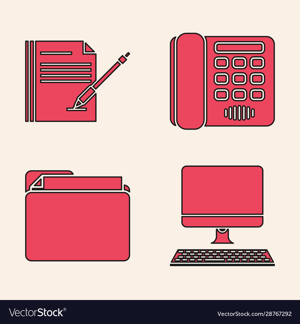 Computermonitor mit Keyboard leeres Notebook einstellen Vector Image Computermonitor mit Keyboard leeres Notebook einstellen
