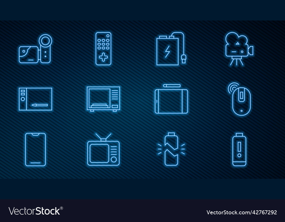 Set line battery charge level indicator wireless vector image Set line battery charge level indicator wireless