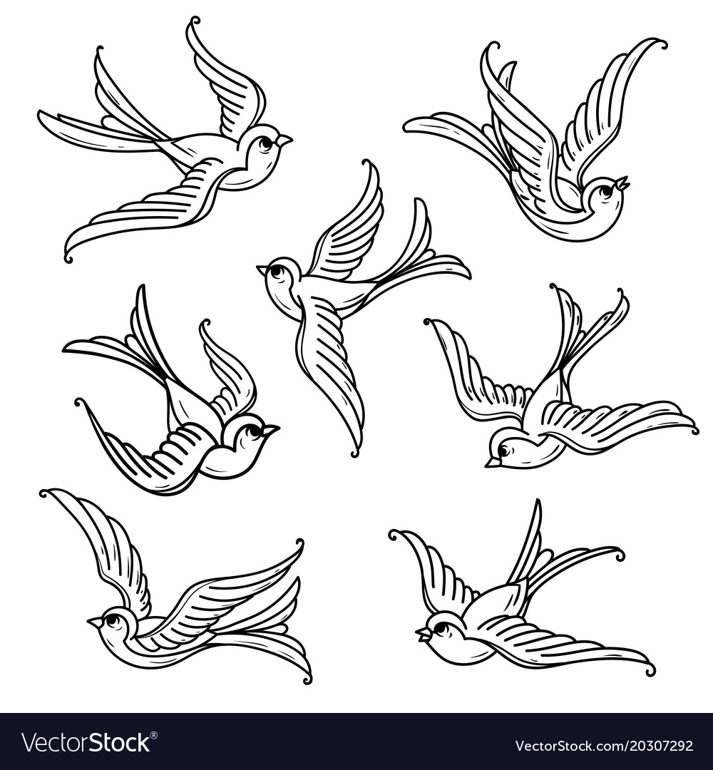 Set of flying bluebirds free birdssymbol of hope Vector Image