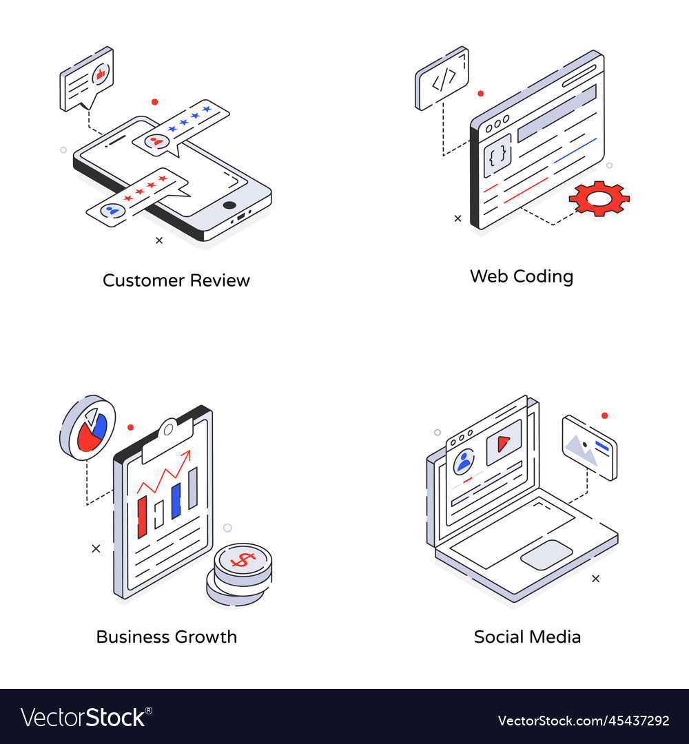 Set of web isometric icons