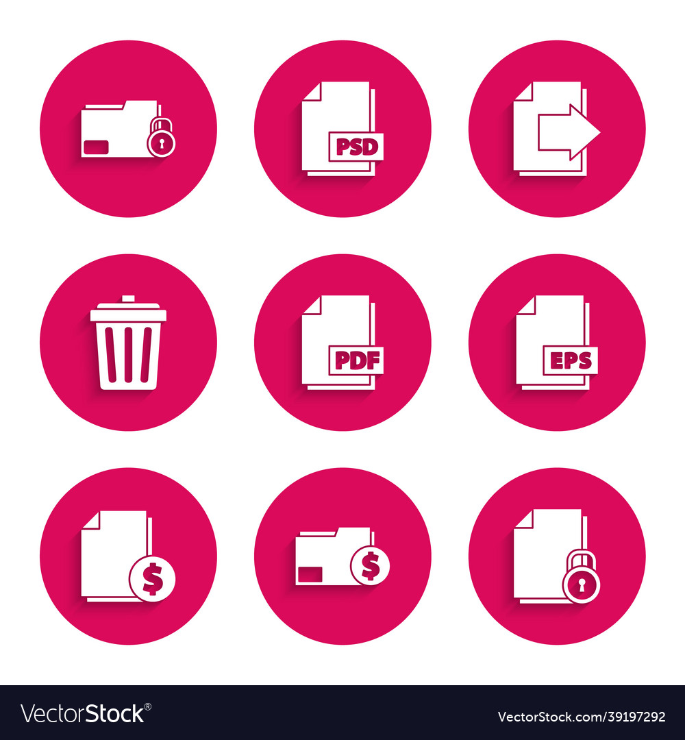 Set pdf file document finance folder vector image Set pdf file document finance folder