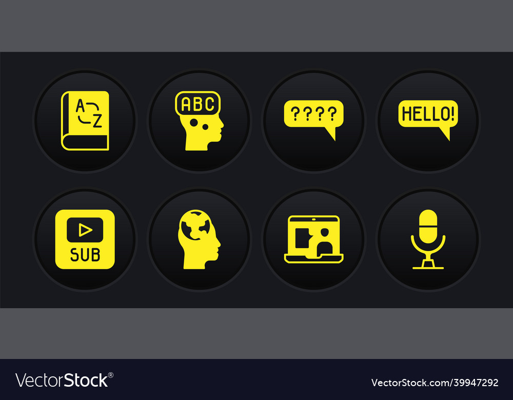 Set video with subtitles hello in different vector image Set video with subtitles hello in different