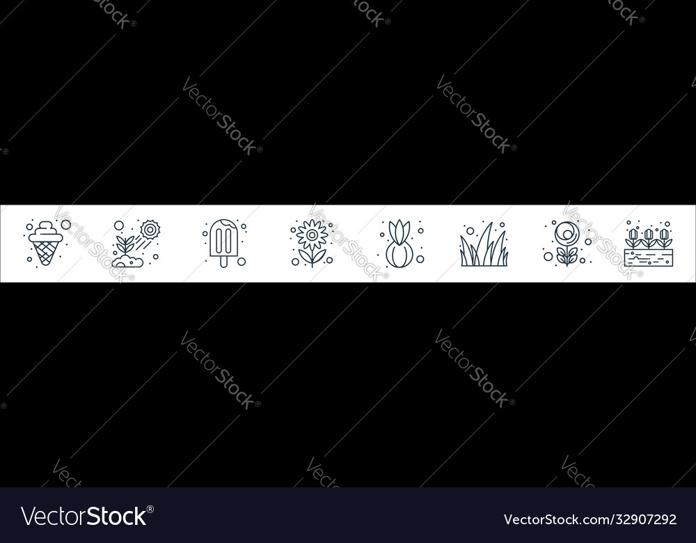 Spring line icons linear set quality vector image Spring line icons linear set quality