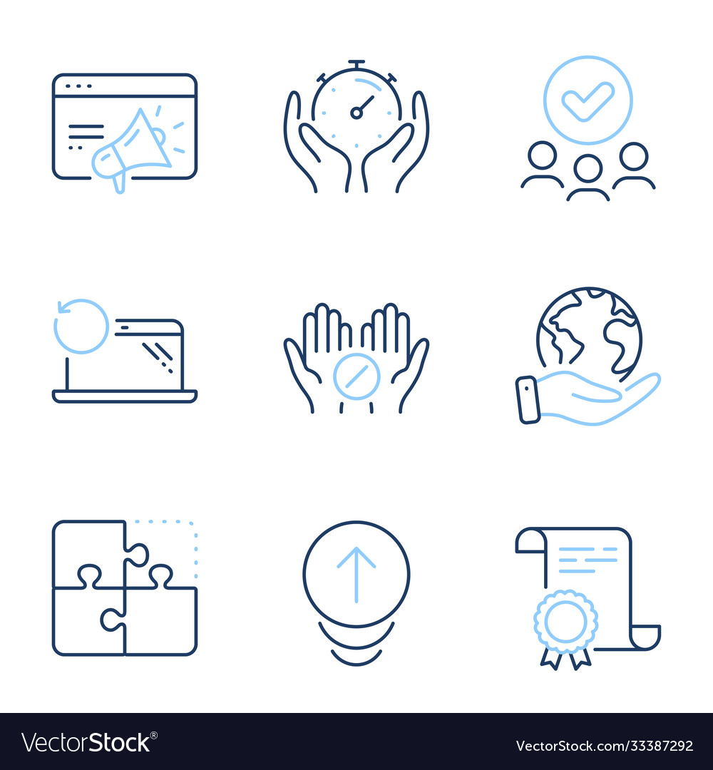 Swipe up recovery laptop and timer icons set