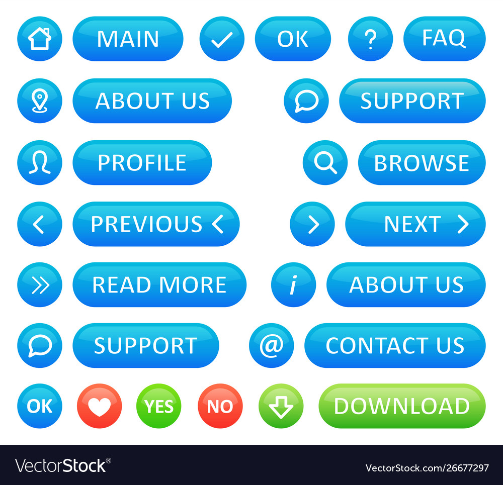 A set buttons for web blog icons in blue vector image A set buttons for web blog icons in blue