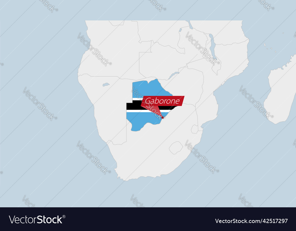 Botswana map highlighted in flag colors