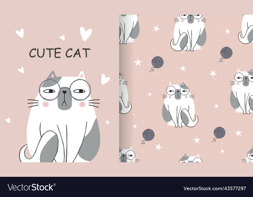 Cat seamless pattern vector image Cat seamless pattern