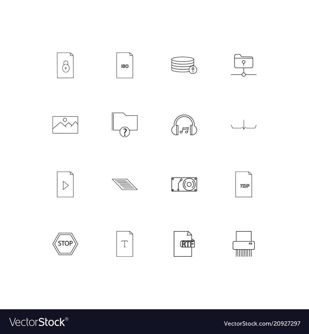 Files and folders sign linear thin icons set