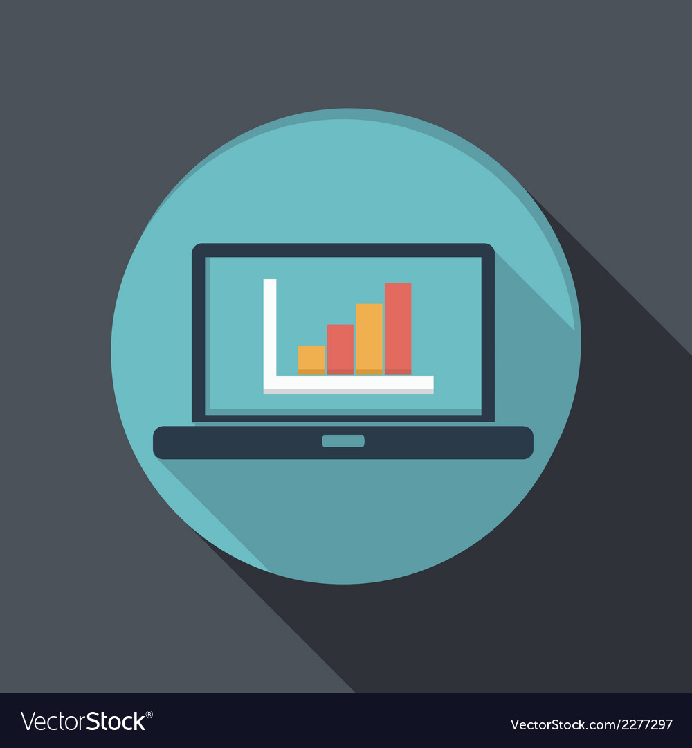 Flat icon laptop with symbol diagram