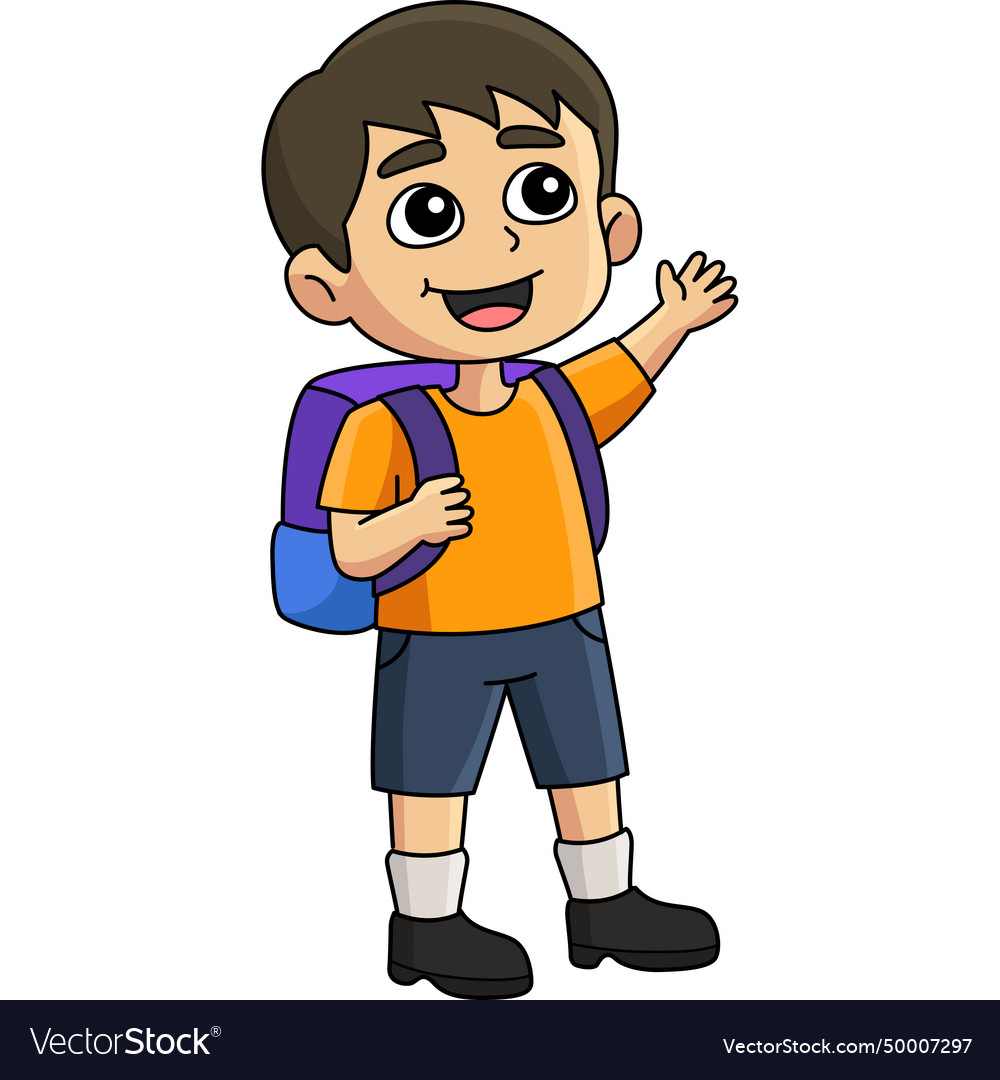 Happy boy cartoon colored clipart Royalty Free Vector Image