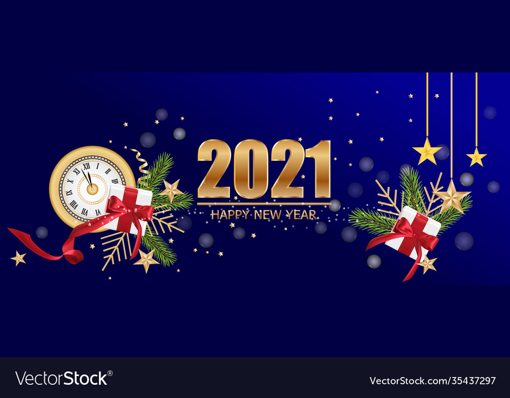 Happy new year 2021 xmas decorative design