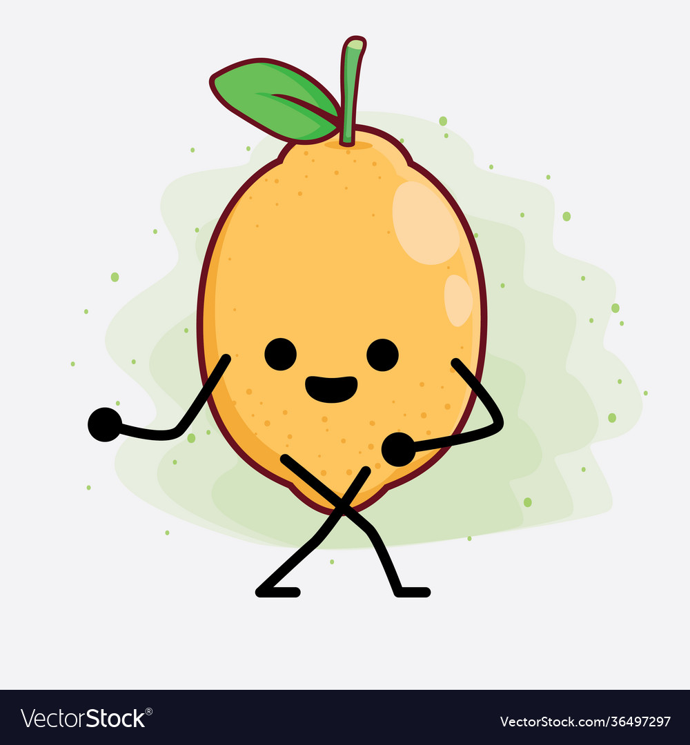 Lemon fruit cute character with simple face hands Vector Image