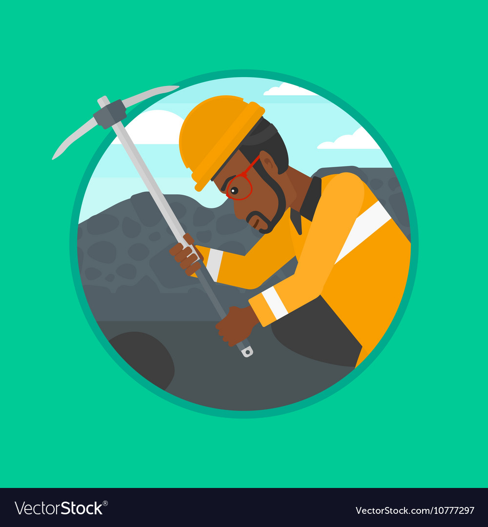 Miner working with pickaxe