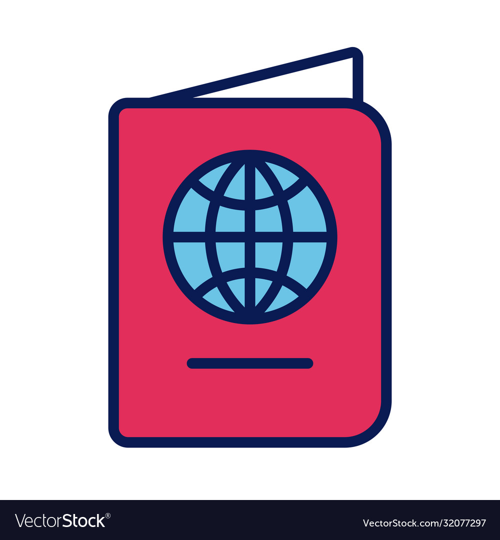 Passport document line and fill style icon