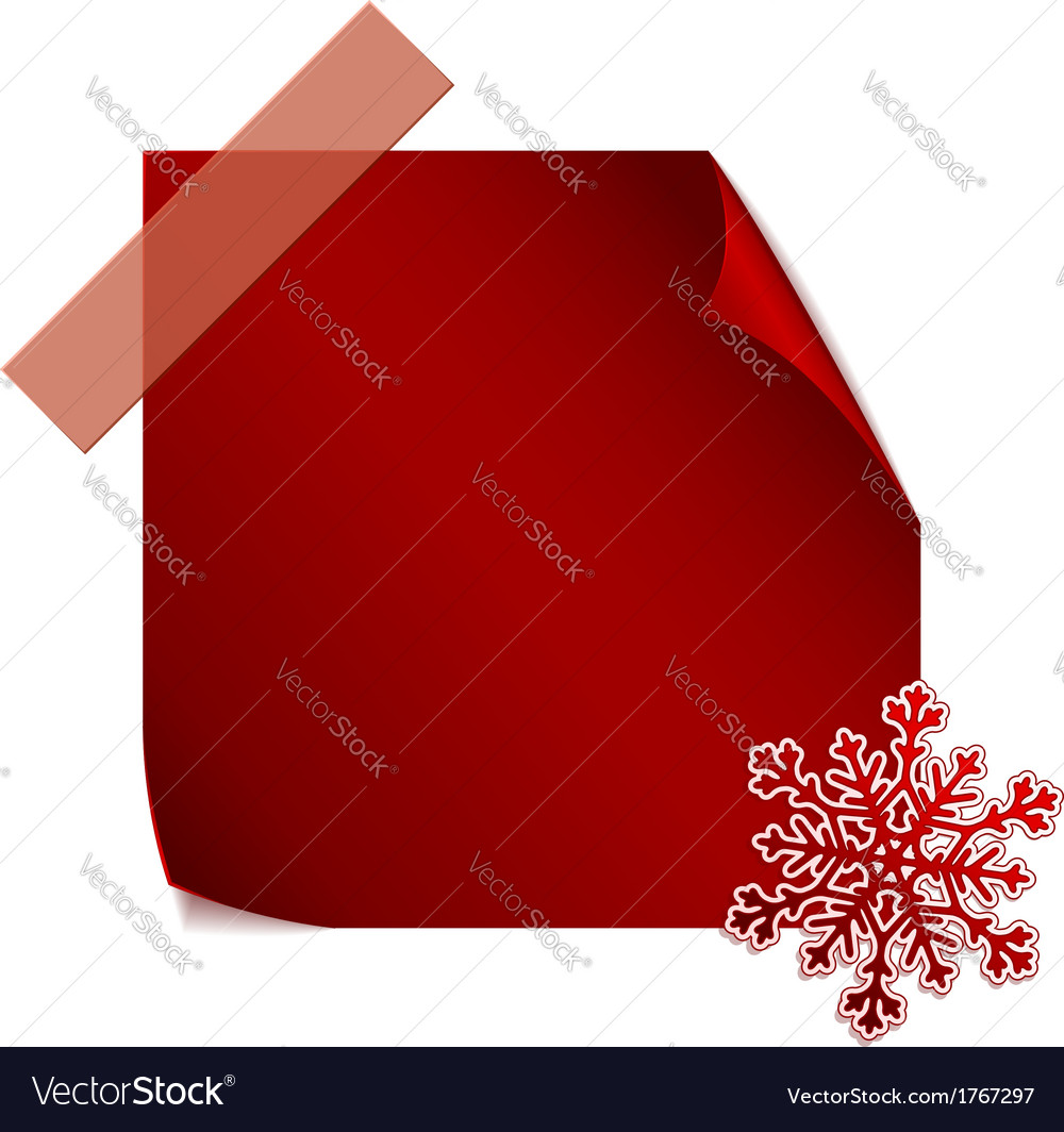 Red paper snowflake over sticker