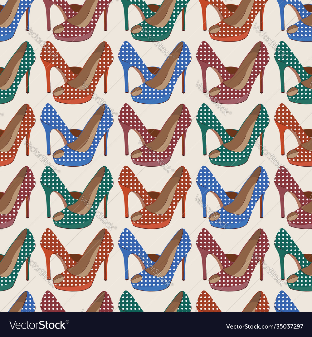 Seamless pattern with bright fashion shoes