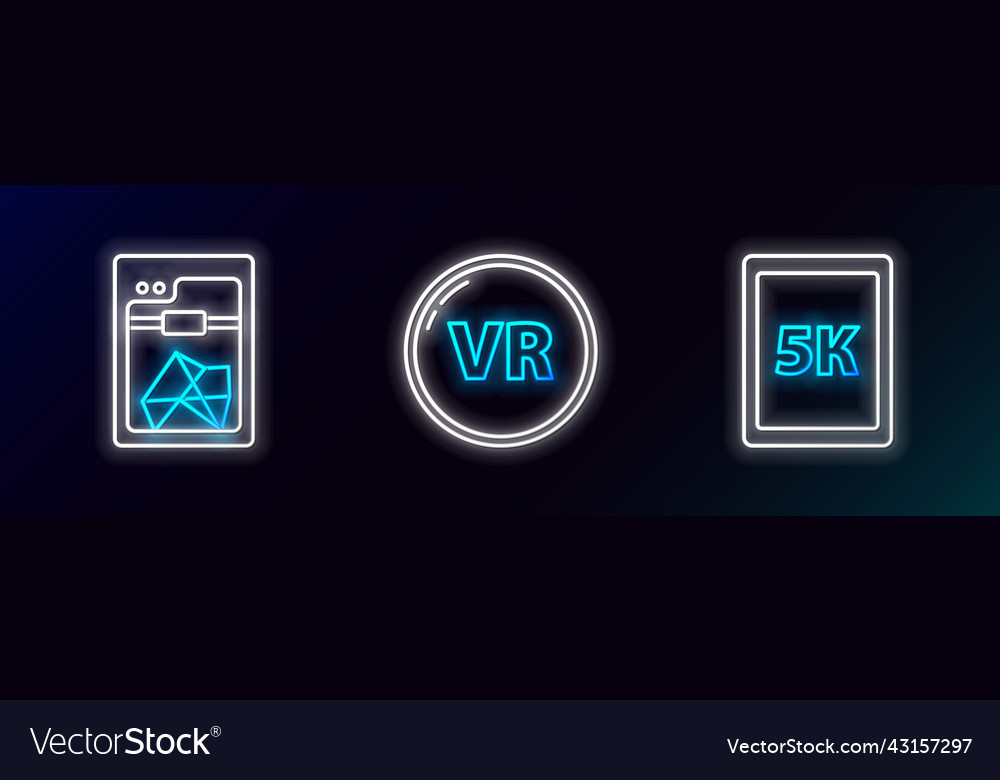Set line tablet with text 5k 3d printer vector image Set line tablet with text 5k 3d printer