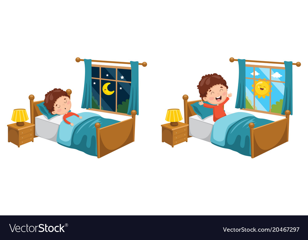 Sleeping And Waking Up Royalty Free Vector Image 0112