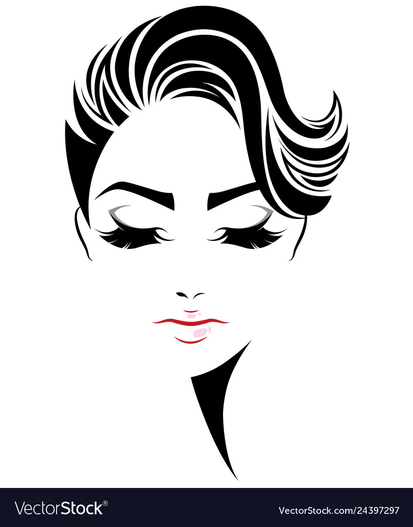 Women Short Hair Style Icon Logo Face Royalty Free Vector