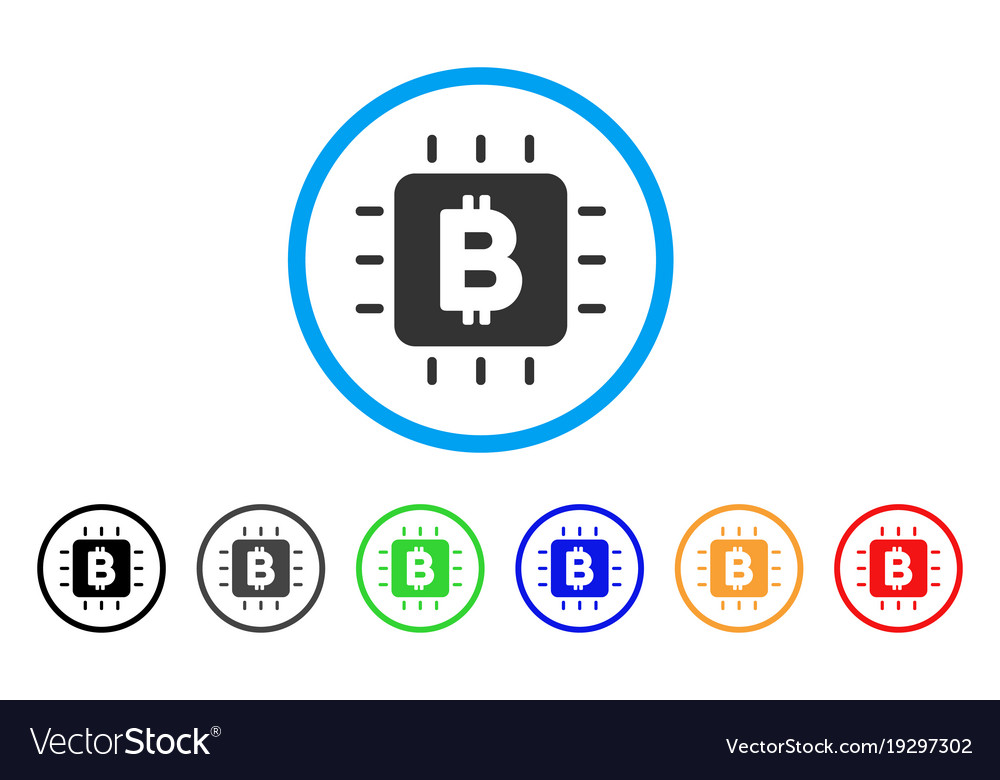 Bitcoin processor chip rounded icon
