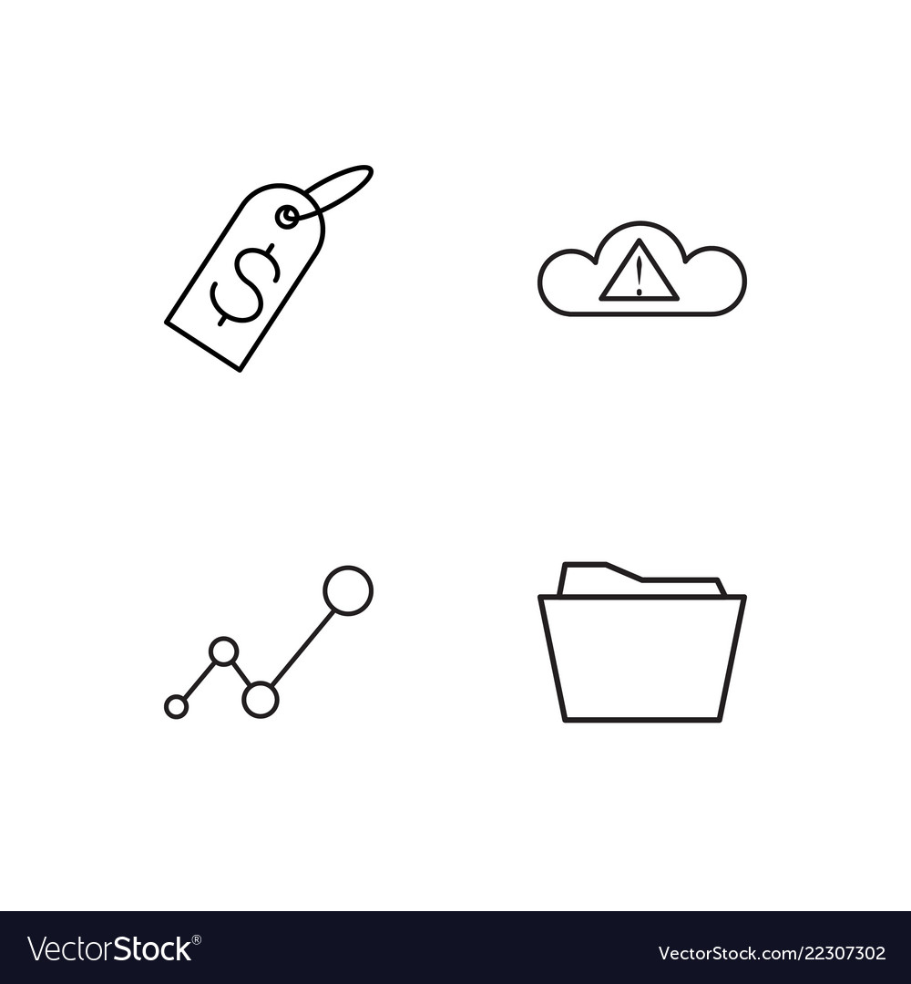 Business simple outlined icons set