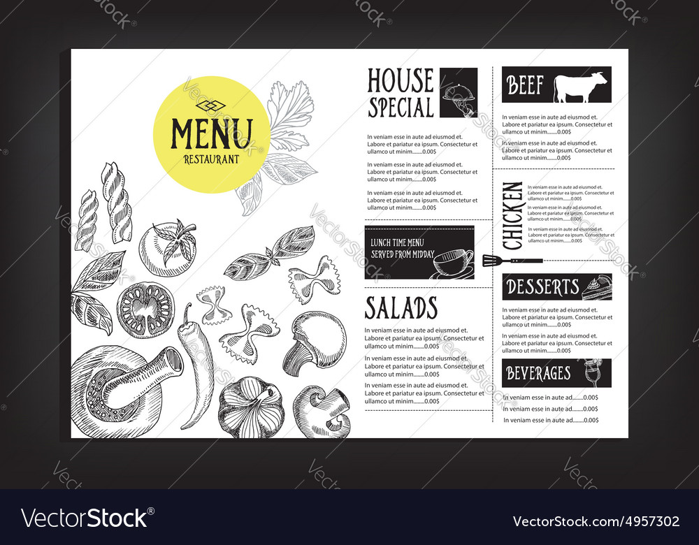 Cafe menu restaurant brochure food design template