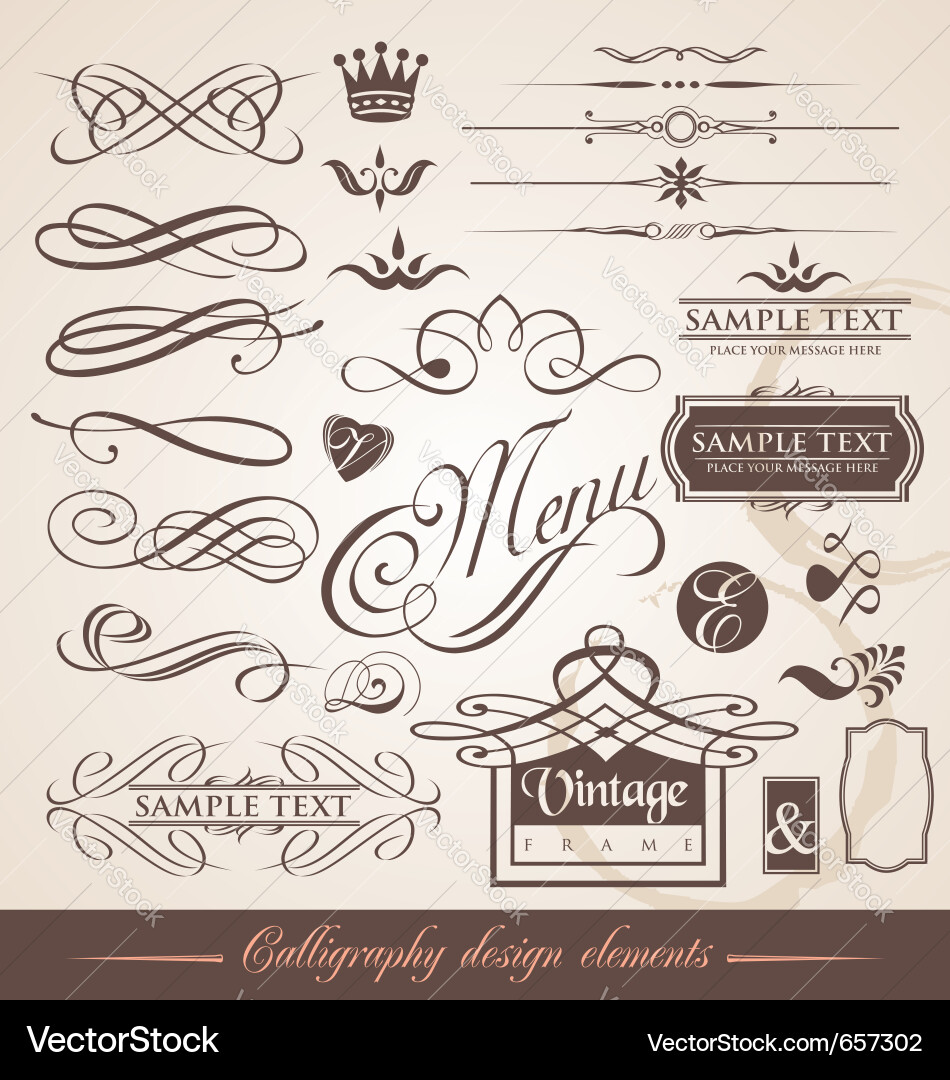 Calligraphic design elements Royalty Free Vector Image