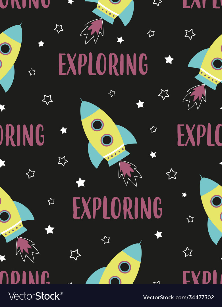 Cartoon pattern with space rocket